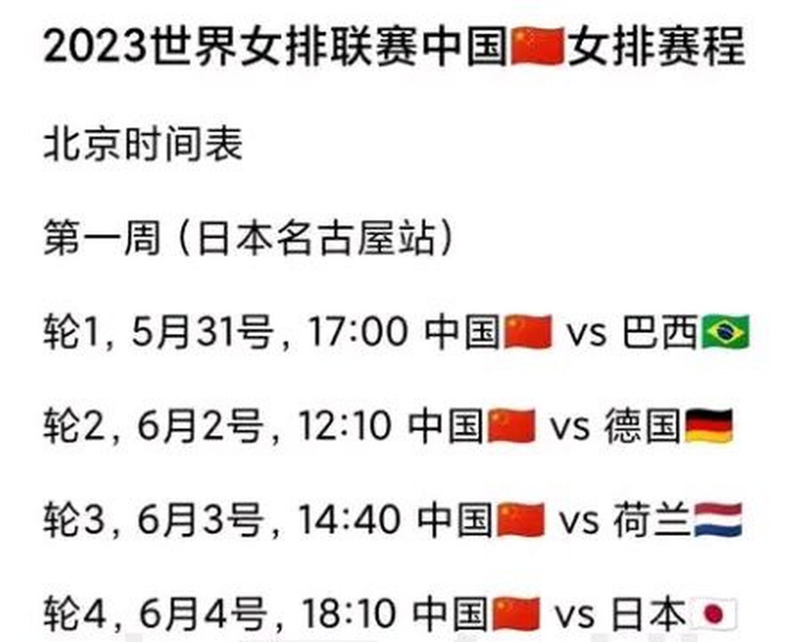 2035年世界女排赛程表，新时代的竞技盛宴,2023世界女排赛程表